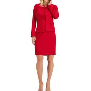 Le Suit Women’s Sheath Mini Dress Suit Red Size 14